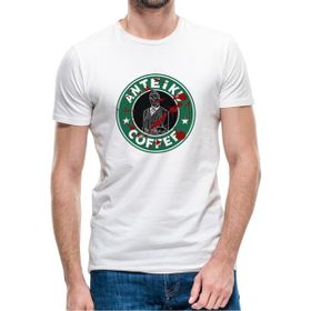Qivi Anime Tokyo Ghoul Anteiku Coffee Baskılı Beyaz Erkek Örme Tshirt