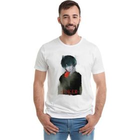 Qivi Anime Tokyo Ghoul Anteiku Joker Baskılı Beyaz Erkek Örme Tshirt