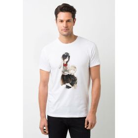 Qivi Anime Tokyo Ghoul Anteiku Touka Rabbit Baskılı Beyaz Erkek Örme Tshirt
