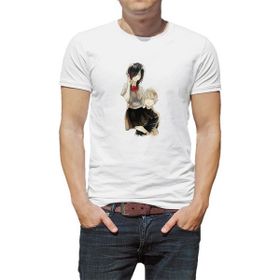 Qivi Anime Tokyo Ghoul Anteiku Touka Rabbit Baskılı Beyaz Erkek Örme Tshirt