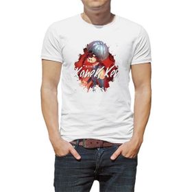Qivi Anime Tokyo Ghoul Kaneki Manga Baskılı Beyaz Erkek Örme Tshirt