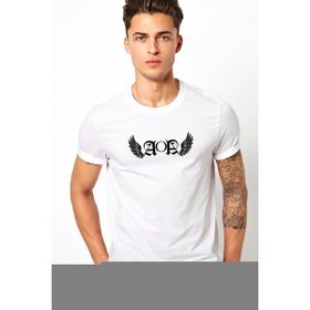 Qivi Aoa Wings Logo Baskılı Beyaz Erkek Örme T-shirt