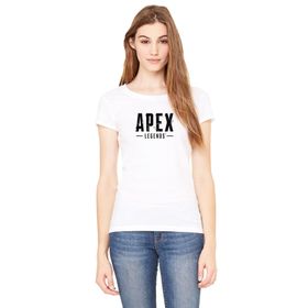 Qivi Apex Legends Baskılı Beyaz Örme Kadın T-shirt