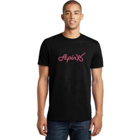 Qivi Apink Logo Yazı Baskılı Siyah Erkek Örme T-shirt