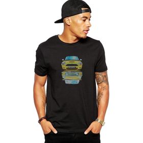 Qivi Araba Baskılı Siyah Erkek Örme T-shirt