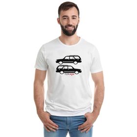 Qivi Araba Kartal Baskılı Beyaz Erkek T-shirt