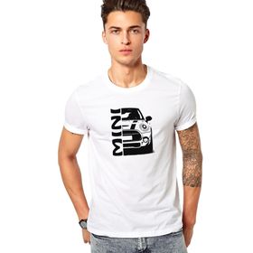 Qivi Araba Mini Baskılı Beyaz Erkek T-shirt