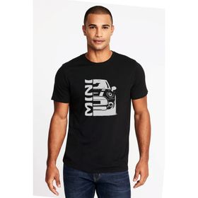 Qivi Araba Mini Baskılı Siyah Erkek Örme T-shirt