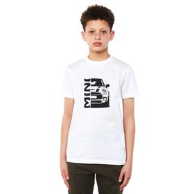 Qivi Araba Mini Baskılı Unisex Çocuk Beyaz T-shirt