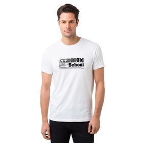 Qivi Araba Old School Baskılı Beyaz Erkek T-shirt