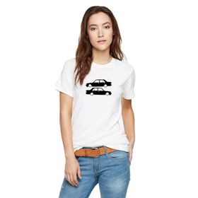 Qivi Araba Şahin Baskılı Beyaz Kadın Örme T-shirt