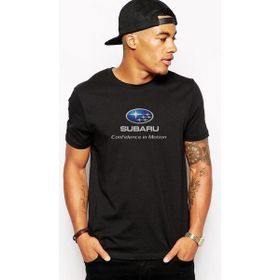Qivi Araba Subaru Logo Baskılı Siyah Erkek Örme Tshirt