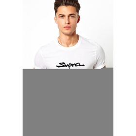 Qivi Araba Supra Logo Baskılı Beyaz Erkek Örme Tshirt