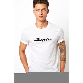Qivi Araba Supra Logo Baskılı Beyaz Erkek Örme Tshirt