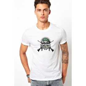 Qivi Askeri Mılıtary Style Baskılı Beyaz Erkek Örme Tshirt