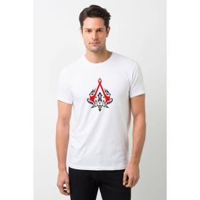 Qivi Assassin's Creed Baskılı Beyaz Erkek Örme T-shirt