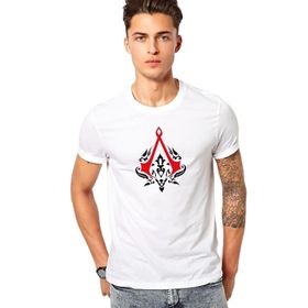 Qivi Assassin's Creed Baskılı Beyaz Erkek Örme T-shirt