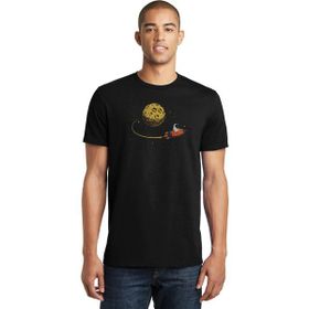 Qivi Astronaut Stay On Moon Rockect Uzay Baskılı Siyah Erkek Örme T-shirt
