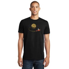 Qivi Astronaut Stay On Moon Rockect Uzay Baskılı Siyah Erkek Örme T-shirt
