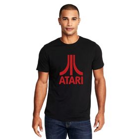Qivi Atari Logo Baskılı Siyah Erkek Örme T-shirt