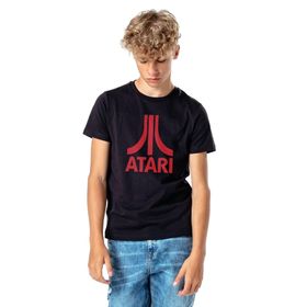 Qivi Atari Logo Baskılı Unisex Çocuk Siyah T-shirt
