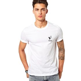 Qivi Balık Burcu Baskılı Beyaz Erkek Örme T-shirt