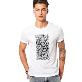 Qivi Barış Tüm Diller Baskılı Beyaz Erkek Örme T-shirt