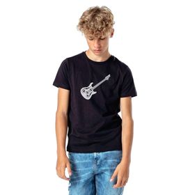 Qivi Bas Gitar Baskılı Unisex Çocuk Siyah T-shirt