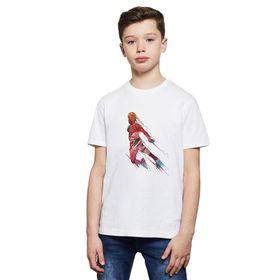 Qivi Basketbol Oyuncusu Baskılı Unisex Çocuk Beyaz T-shirt