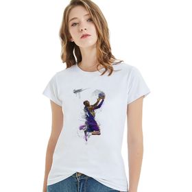 Qivi Basketci Basket Oyuncusu Baskılı Beyaz Kadın Örme T-shirt