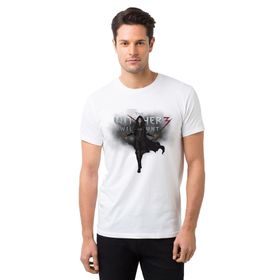 Qivi Baskılı Beyaz Erkek Örme T-shirt