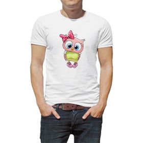 Qivi Baykuş Kız Pembe Baskılı Beyaz Erkek Örme Tshirt