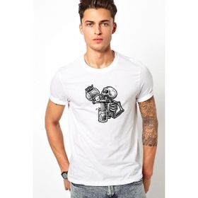 Qivi Beer Kuru Kafa Baskılı Beyaz Erkek Örme Tshirt