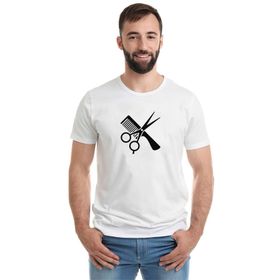 Qivi Berber Kuaför Barber Shop Baskılı Siyah Erkek Örme T-shirt