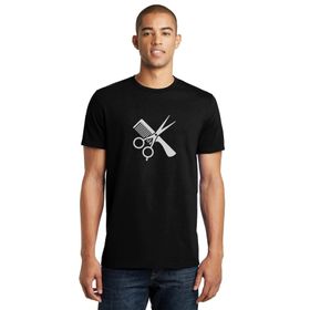 Qivi Berber Kuaför Barber Shop Baskılı Siyah Erkek Örme T-shirt