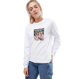Qivi BGA0298-KDNSW Attack On Titan Baskılı Örme Kadın Beyaz Sweatshirt