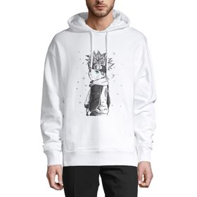 QIVI BGA0839-ERKKP Anime Naruto Baskılı Beyaz Erkek Uzun Kol Örme Sweatshirt