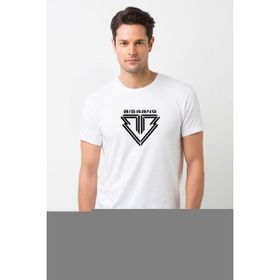 Qivi Big Bang Logo Baskılı Beyaz Erkek Örme T-shirt
