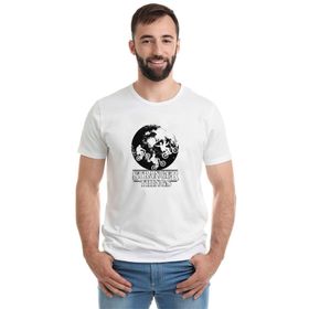 Qivi Bikes World Baskılı Beyaz Erkek Örme T-shirt
