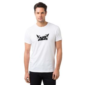 Qivi Black Sabbath Logo Baskılı Beyaz Erkek Örme T-shirt
