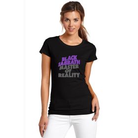 Qivi Black Sabbath Master Of Reality Baskılı Örme Siyah Kadın T-shirt