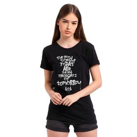 Qivi Bob Marley The Good Time Of Baskılı Siyah Kadın Örme T-shirt