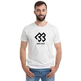 Qivi Born to Beat Baskılı Beyaz Erkek T-shirt