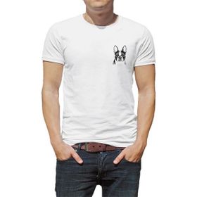 Qivi Boston Terrier Fransız Bulldog Köpek Yavrusu Baskılı Beyaz Erkek T-shirt