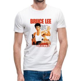 Qivi Bruce Lee2 Baskılı Beyaz Erkek Örme T-shirt