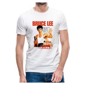 Qivi Bruce Lee2 Baskılı Beyaz Erkek Örme T-shirt