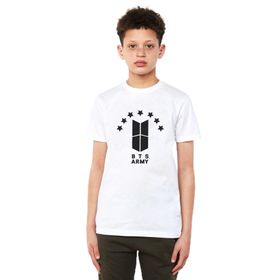 Qivi Bts Army Baskılı Unisex Çocuk Beyaz T-shirt