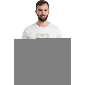 Qivi Burç Aslan Leo Baskılı Beyaz Erkek Örme T-shirt