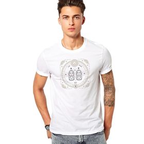 Qivi Burç İkizler Gemini Baskılı Beyaz Erkek T-shirt