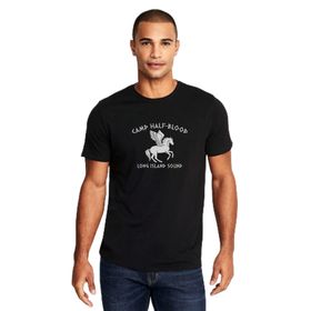 Qivi Camp Half Blood Long Island Sound Baskılı Siyah Erkek Örme T-shirt